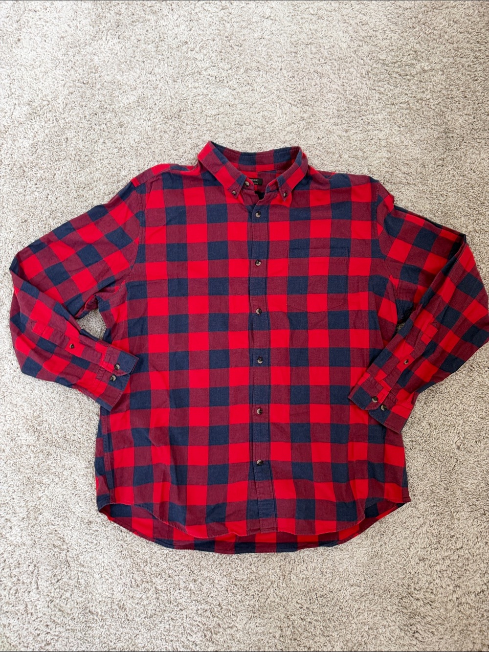 Banana Republic Red and Navy Plaid Button-Down Shirt